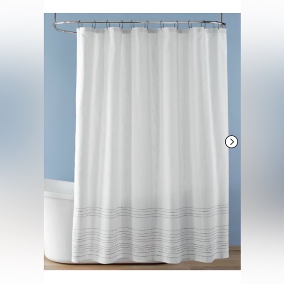Hearth & Hand Bath Pinstripe Border Textured Shower Curtain Hearth